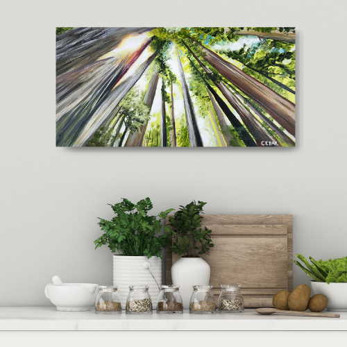 Luminous Redwoods. 10″ x 20″, Acrylic on Wood, $400