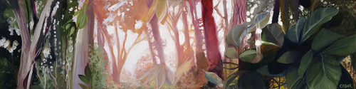 Costa Rica Jungle. 12" x 48", Acrylic on Wood, © 2024 Cedar Lee