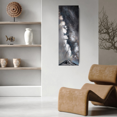 Milky Way Over Mt. Adams. 36" x 12", Acrylic on Wood, $900