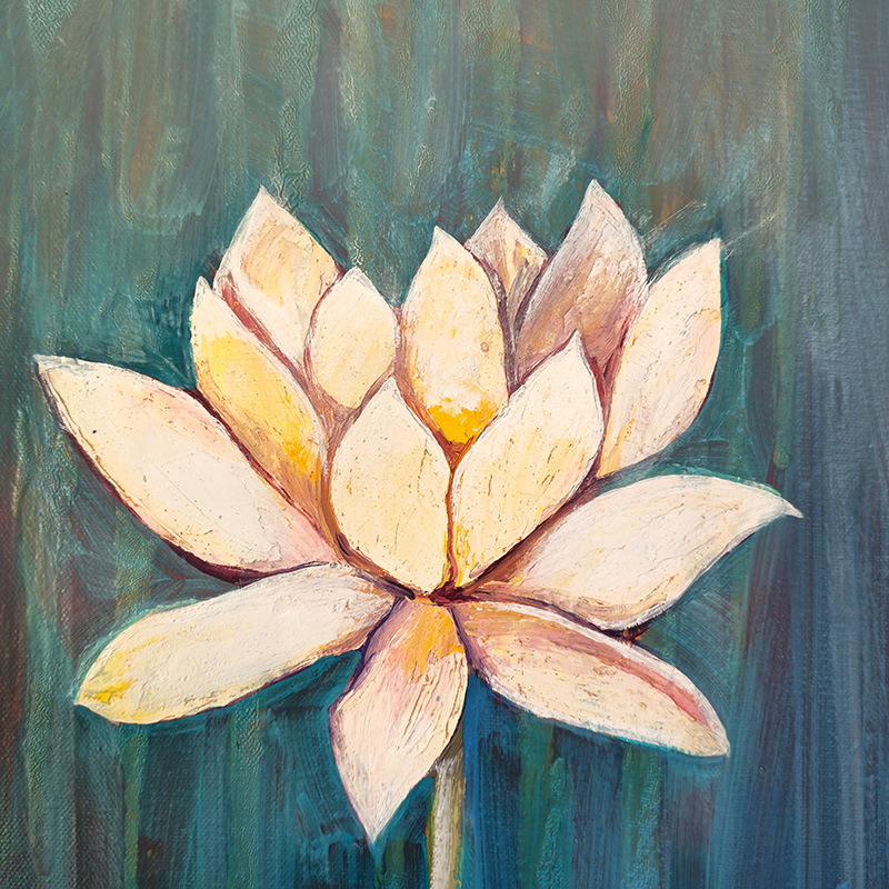 Closeup detail painting of lotus flower