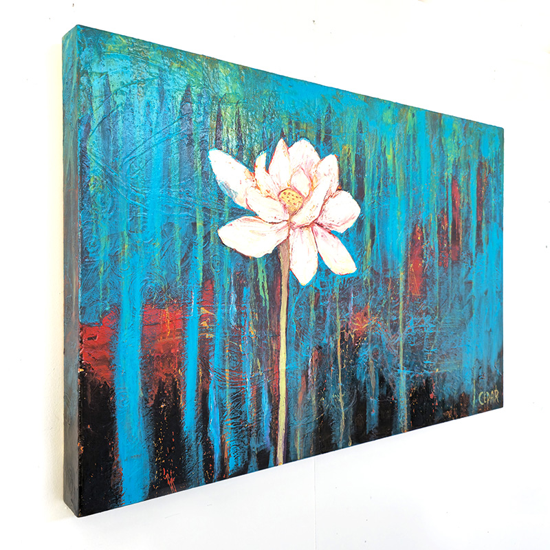 Against All Odds abstract lotus art by Cedar Lee