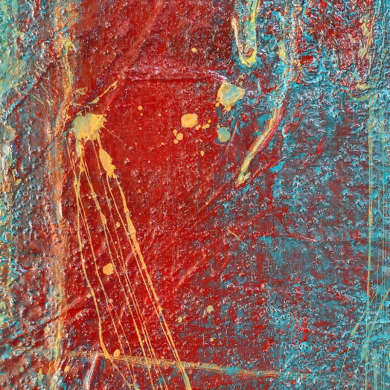 Closeup of thick oil paint texture with splatters