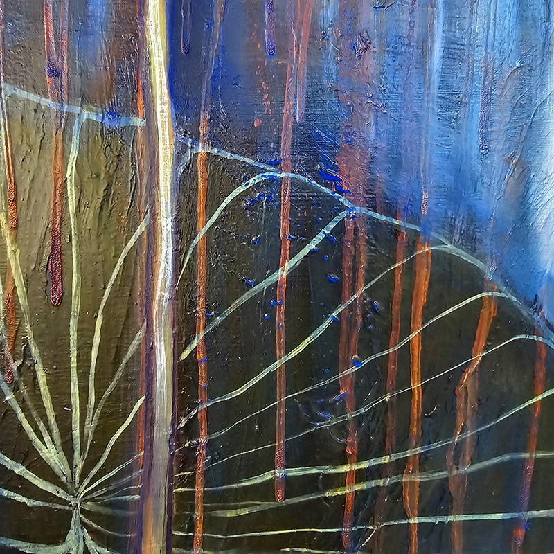 Closeup detail of transparent colors in painting