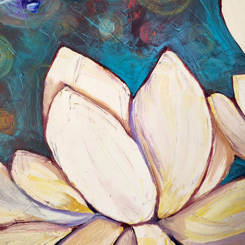 Closeup of paint texture on lotus flower petals