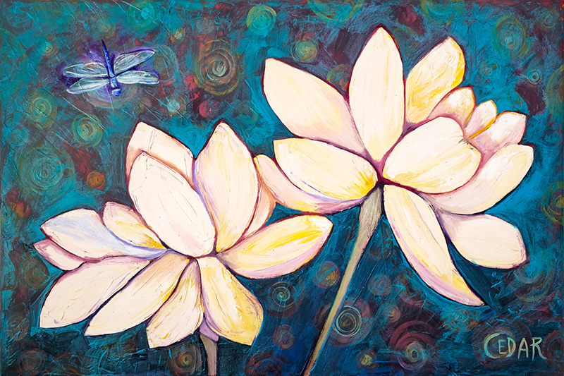 Dragonfly Lotus Art