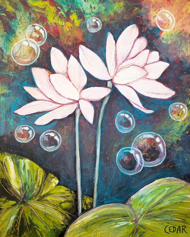 Lotus Bubbles oil painting by Cedar Lee