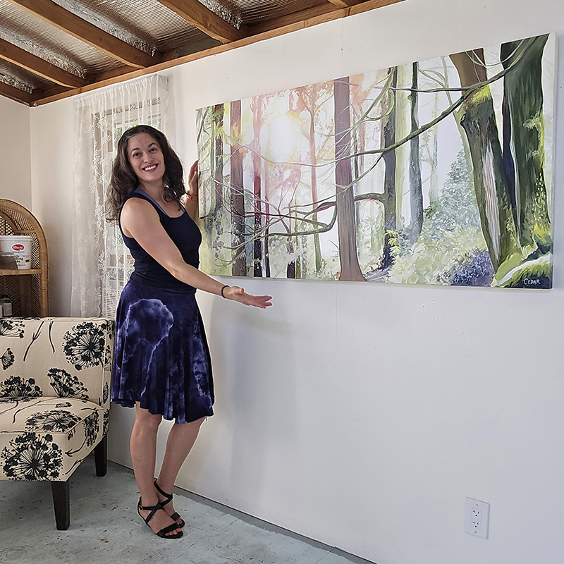 Artist Cedar Lee in painting studio