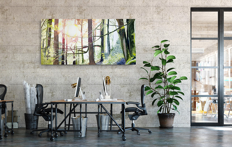 Spring Forest painting by Cedar Lee in an industrial office space