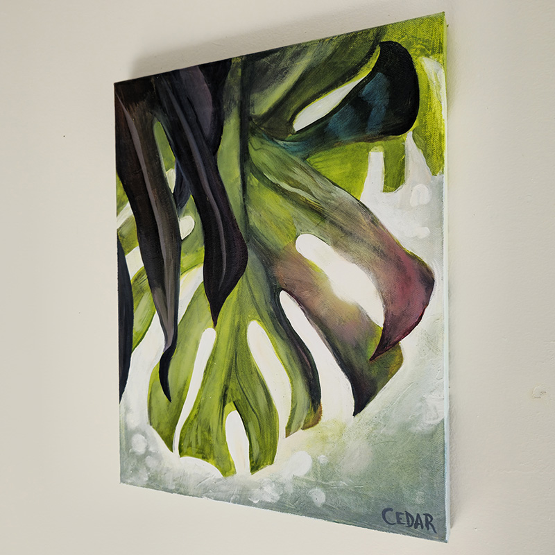 Monstera Leaf and Sun Painting