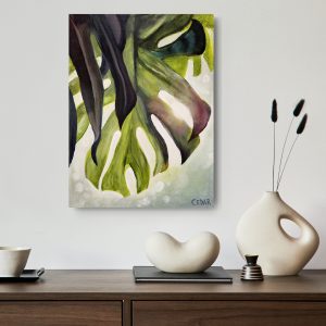 Monstera Leaf and Sun Painting