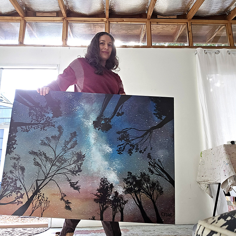 Cedar Lee in her painting studio