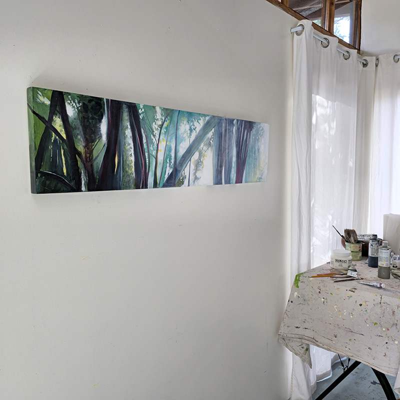 Painting in Cedar Lee art studio